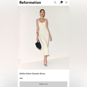 Reformation Dahlia Cotton Sweater Dress Ivory - Size S
